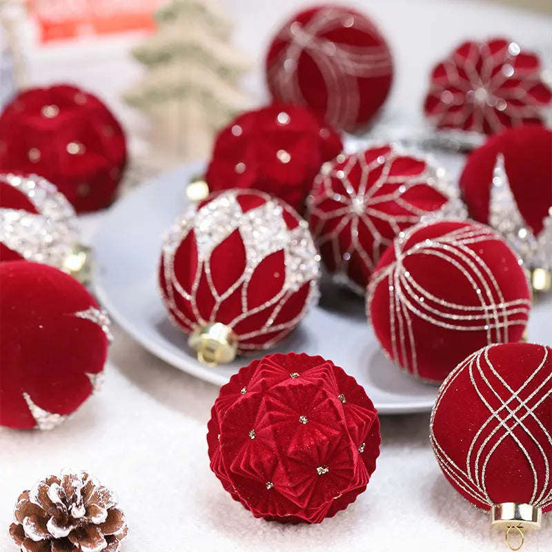 Christmas Ball Decorations Flocking Package Pendant Trees On Time